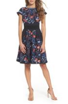 Women's Foxiedox Senna Embroidered Fit & Flare Dress - Blue
