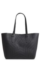 Kendall + Kylie Shelly Star Perforated Faux Leather Tote & Zip Pouch - Black