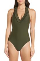 Women's Ted Baker London Solmina Box Pleated Bardot One-piece Swimsuit