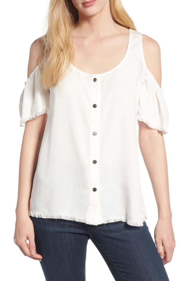 Women's Billy T Cold Shoulder Chambray Top