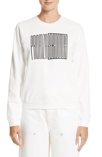 Women's Proenza Schouler Pswl Graphic Jersey Shrunken Sweatshirt - White