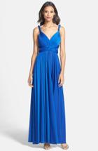 Women's Dessy Collection Convertible Wrap Tie Surplice Jersey Gown - Blue