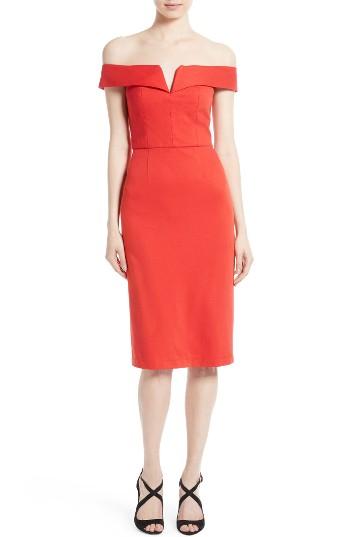 Women's Alice + Olivia Sienna Off The Shoulder Sheath Dress
