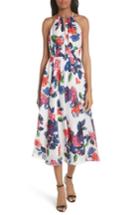 Women's Milly Floral Print Double Keyhole Silk Dress - White