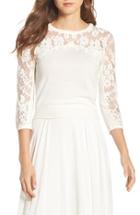 Women's Jenny Yoo Aimee Lace Detail Crewneck Sweater