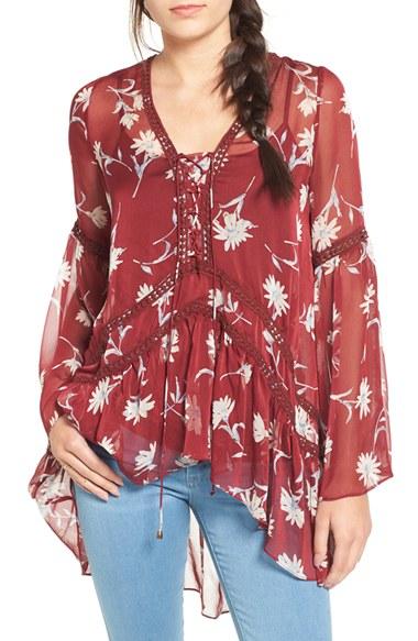 Women's Moon River Floral Print Chiffon Tunic