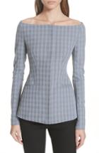 Women's Theory Mcclair Plaid Off The Shoulder Jacket - Black