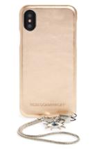 Rebecca Minkoff Metallic Leather Iphone X Wristlet Case With Charms - Pink