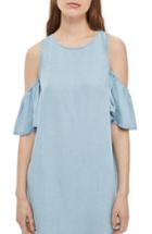 Women's Topshop Cold Shoulder Shift Dress Us (fits Like 0-2) - Blue