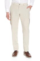 Men's H Flat Front Solid Linen Cargo Trousers R - Beige