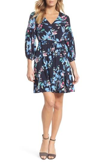 Women's Eliza J Balloon Sleeve Fit & Flare Dress - Blue