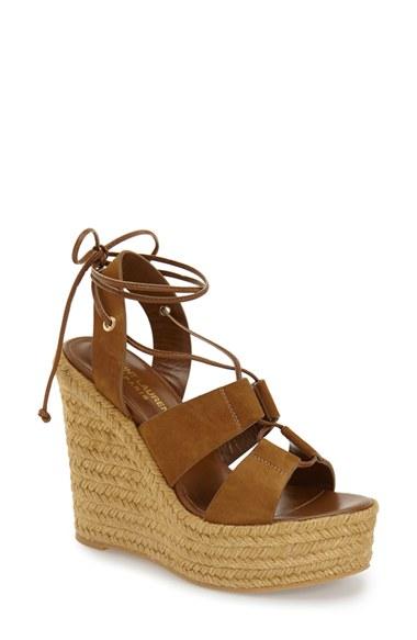 Women's Saint Laurent Woven Espadrille Wedge Sandal