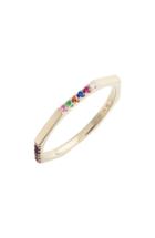 Women's Ef Collection Half Rainbow Diamond Octagon Ring