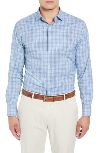 Men's Peter Millar Grier Regular Fit Glen Plaid Performance Sport Shirt - Blue