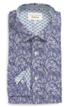 Men's Ted Baker London Messera Trim Fit Print Dress Shirt .5 32/33 - Blue
