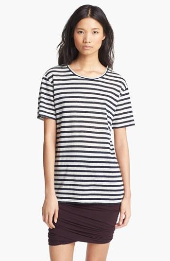 T By Alexander Wang Stripe Linen Tee Ink And Ivory