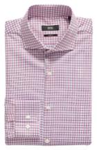 Men's Boss Sharp Fit Check Dress Shirt L - Pink