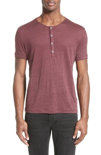 Men's John Varvatos Collection Linen Henley - Red