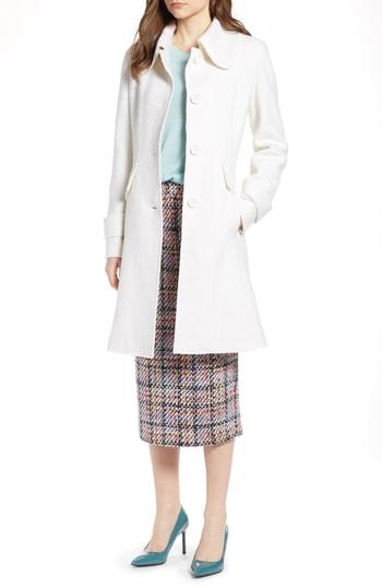 Women's Halogen Boiled Wool Blend Fit & Flare Coat - Ivory