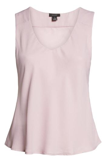 Petite Women's Halogen V-neck Woven Tank, Size P - Pink
