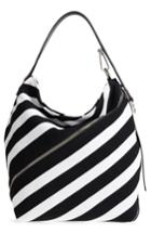 Proenza Schouler Medium Asymmetric Zip Stripe Textile Hobo -