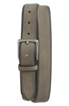 Men's Allsaints Nubuck Leather Belt - Grey/ Dull Nickel