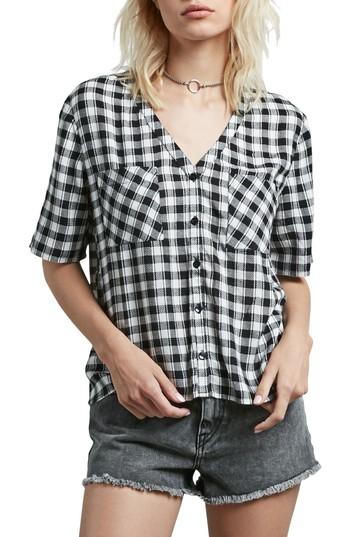 Women's Volcom Pick It Up Gingham Top - Black