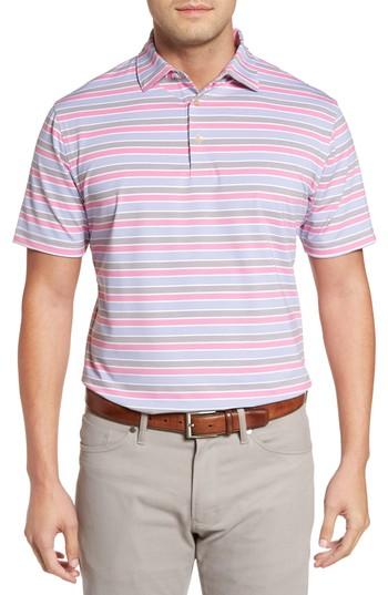 Men's Peter Millar Blount Stripe Stretch Jersey Polo, Size - White