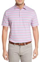 Men's Peter Millar Blount Stripe Stretch Jersey Polo, Size - White