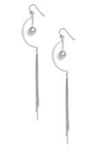 Women's Chan Luu Grey Pearl & Chain Drop Earrings
