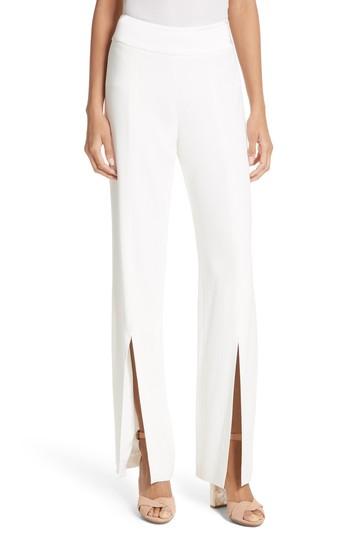 Women's Jonathan Simkhai Satin Combo Front Slit Pants - Ivory