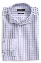 Men's Boss Sharp Fit Mark Check Dress Shirt R - Purple