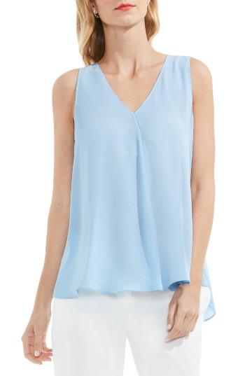 Women's Vince Camuto Drape Front V-neck Sleeveless Blouse, Size - Blue