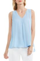 Women's Vince Camuto Drape Front V-neck Sleeveless Blouse, Size - Blue
