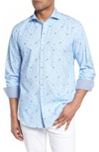 Men's Bugatchi Classic Fit Fisherman Print Sport Shirt - Blue