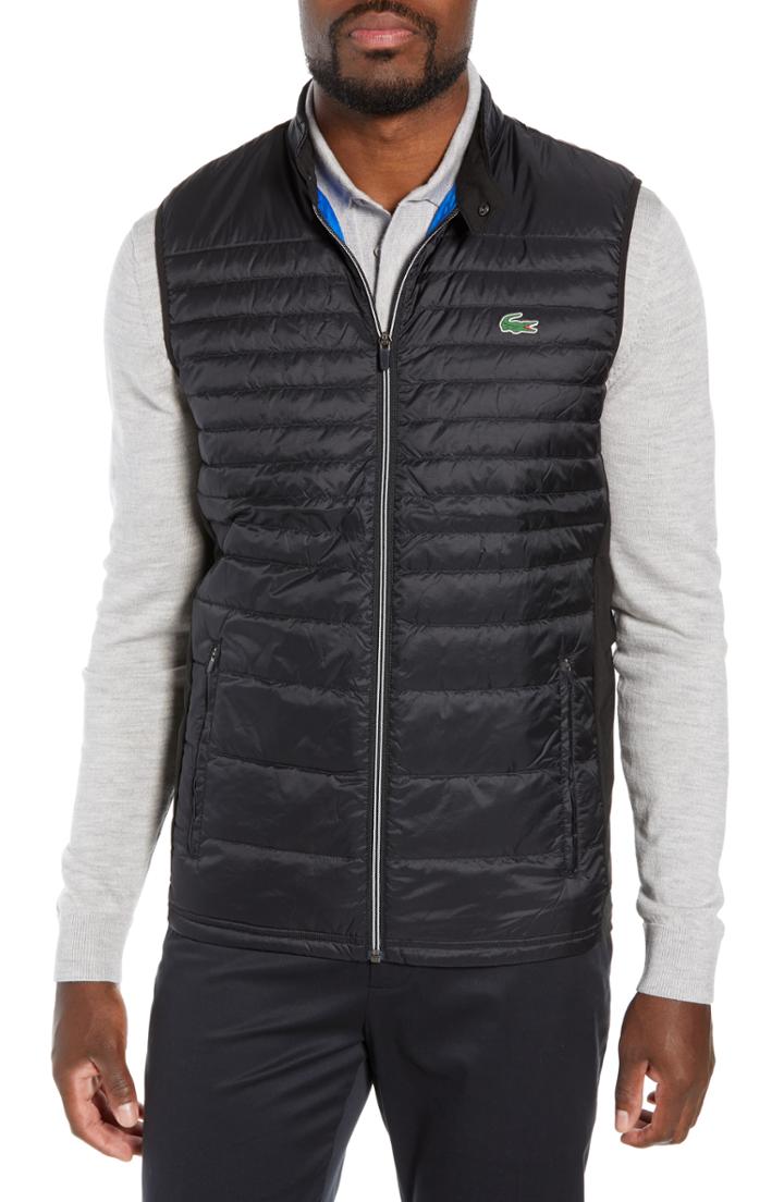 Men's Lacoste Sport Water Resistant Quilted Down Golf Vest Eu - Black