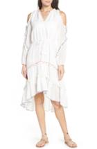 Women's Red Carter Ruffle High/low Cold Shoulder Cover-up Dress - Ivory