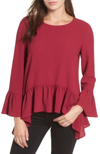 Women's Gibson Ruffle Asymmetrical Blouse, Size - Red