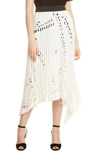 Women's Maje Jeflexe Cutout Pleat Midi Skirt - White