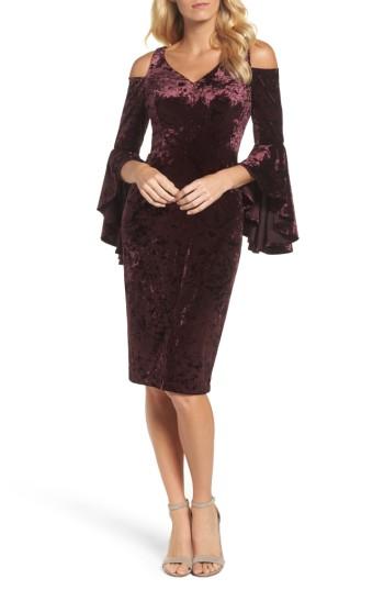Women's Maggy London Cold Shoulder Velvet Dress - Blue