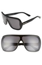 Women's Tom Ford Porfirio 65mm One-piece Lens Shield Sunglasses - Shiny Black/ Smoke