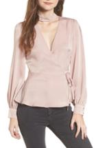Women's Astr The Label Choker Detail Wrap Blouse - Pink
