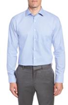 Men's Nordstrom Men's Shop Trim Fit Non-iron Check Dress Shirt - 34/35 - Blue