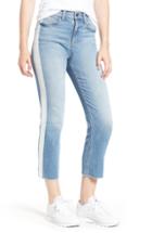 Women's Sp Black Side Stripe Straight Leg Crop Jeans
