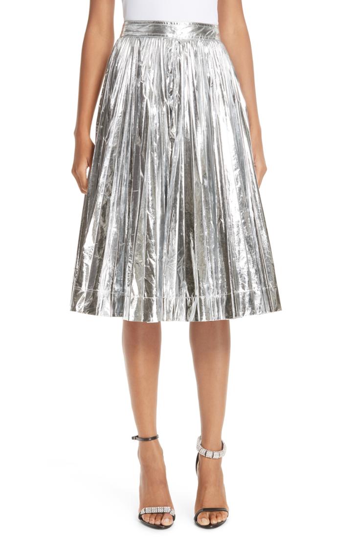 Women's Calvin Klein 205w39nyc Metallic Pleated Skirt Us / 38 It - Metallic