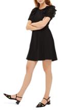Women's Topshop Broderie Trim Skater Dress Us (fits Like 0-2) - Black