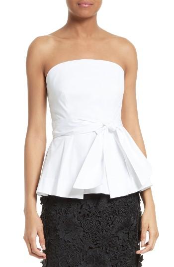 Women's Milly Kylie Strapless Stretch Poplin Peplum Top