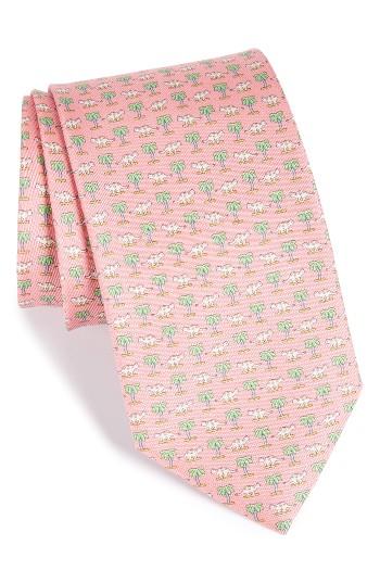 Men's Salvatore Ferragamo Dinosaur Print Silk Tie, Size - Red