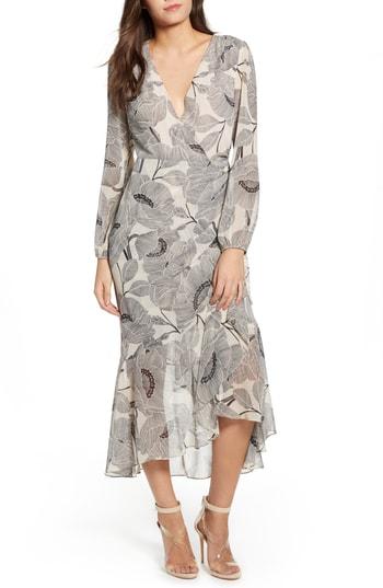 Women's Astr The Label Floral Print Faux Wrap Dress - Ivory