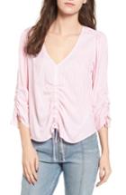 Women's Socialite Stripe Cinched Front Top - Pink